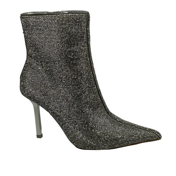 Steve Madden Women's Elysia Silver Rhinestone Stiletto Booties Size 7 - Picture 1 of 6